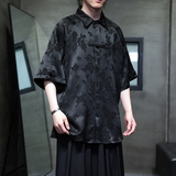 夏季风男装唐装汉服冰丝短袖中式大码提花衬衫A118-C28P65，男装T恤，电商A118