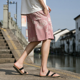 夏季风冰丝透气大码五分裤新中式短裤沙滩裤男A118-DK907P50，男装牛仔裤，电商A118