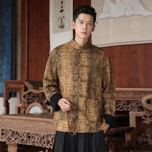 秋季风大码男装夹克复古唐装汉服蟒纹中式外套A118-A8821P120图片