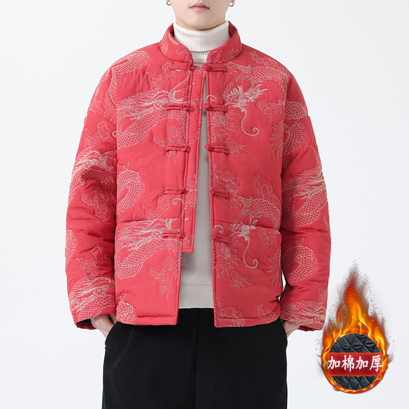 冬季风棉衣新中式唐装龙刺绣复古潮流外套男A118-MY2317P155，男装棉衣，电商A118