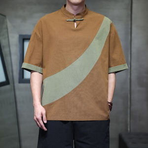 2025夏季风男装短袖唐装汉服棉麻复古T恤A118-T006P65控99图片