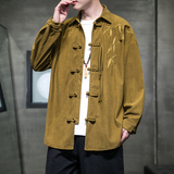 秋季风男装灯芯绒刺绣新中式长袖唐装衬衫外套A118-C822P70，男装衬衫，电商A118