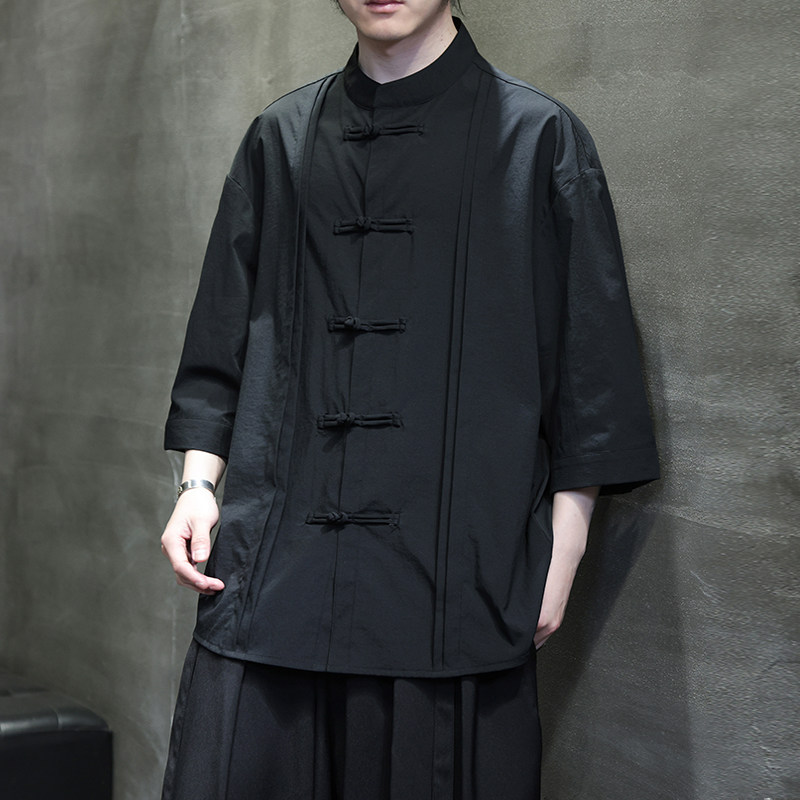 夏季风男装唐装汉服中式复古大码冰丝短袖衬衫A118-C10P70,男装衬衫,电商A118