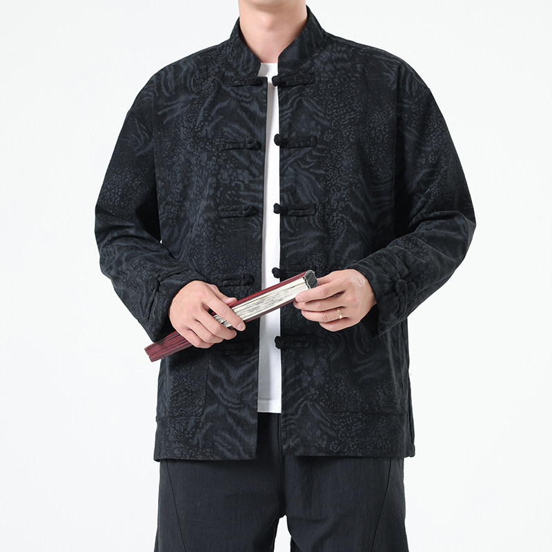 春季风男装豹纹新中式唐装汉服复古夹克外套A118-A8822P115，男装夹克，电商A118