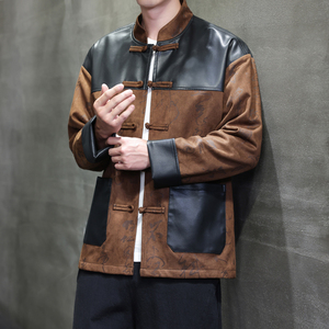 2025秋季风夹克新中式唐装汉服复古印花外套男A118-A8831P120图片