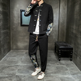 风唐装男春秋棉麻套装新中式大码衬衫两件套A118-TZ1990-P90，男装衬衫，电商A118