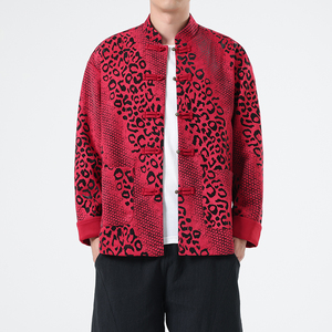 秋季风男装新中式复古夹克唐装汉服豹纹外套A118-A8816P120