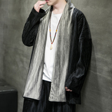 秋冬季风男装丽丝绒压邹中长款风衣汉服外套DS-A118-F006-P70，男装风衣，电商A118