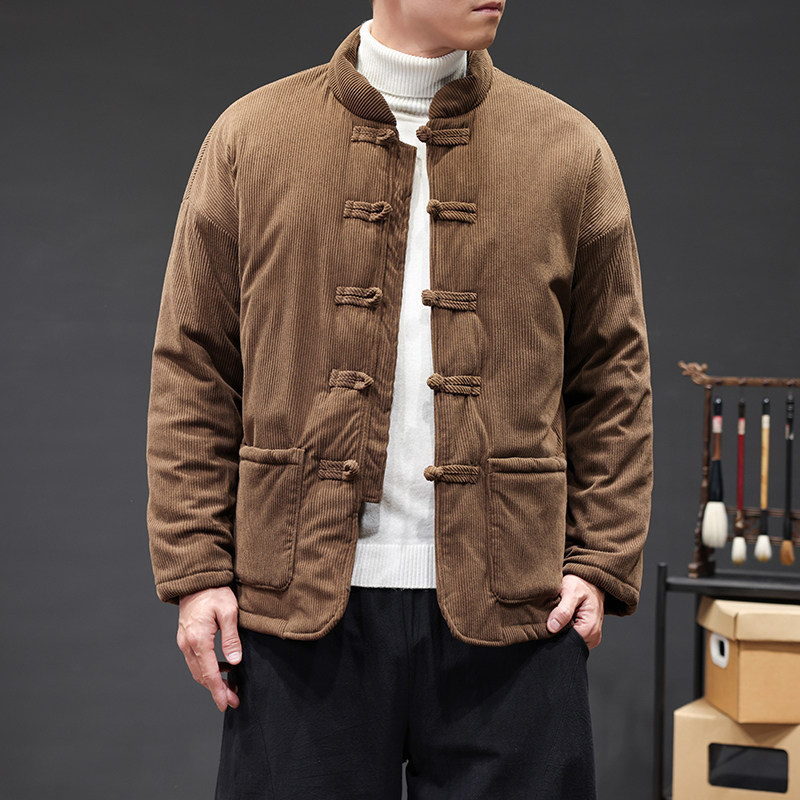 冬季风男装灯芯绒棉衣新中式唐装复古汉服外套A118-MY010P135,男装棉衣,电商A118