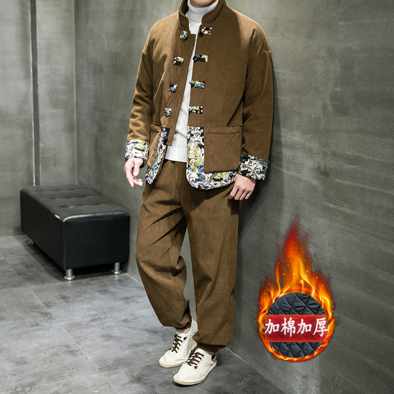 2023风棉衣男装冬季唐装加绒加厚棉袄两件套A118-MY02P205，男装棉衣，电商A118