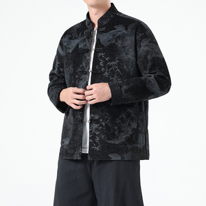 春季风男装新中式夹克印花复古唐装汉服外套A118-A8823P120图片
