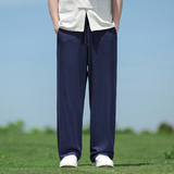 春夏风男装亚麻直筒裤大码新中式棉麻长裤休闲裤A118-K901P65，男装休闲裤，电商A118