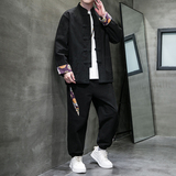 秋季风棉麻复古套装新中式唐装汉服两件套男A118-TZ205P105，男装休闲套装，电商A118