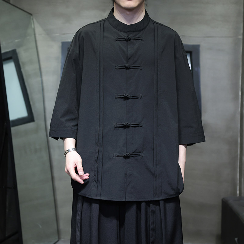 夏季风男装唐装汉服中式复古大码冰丝短袖衬衫A118-C10P70,男装衬衫,电商A118