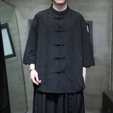 夏季风男装唐装汉服中式复古大码冰丝短袖衬衫A118-C10P70，男装衬衫，电商A118