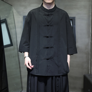 夏季风男装唐装汉服中式复古大码冰丝短袖衬衫A118-C10P70图片