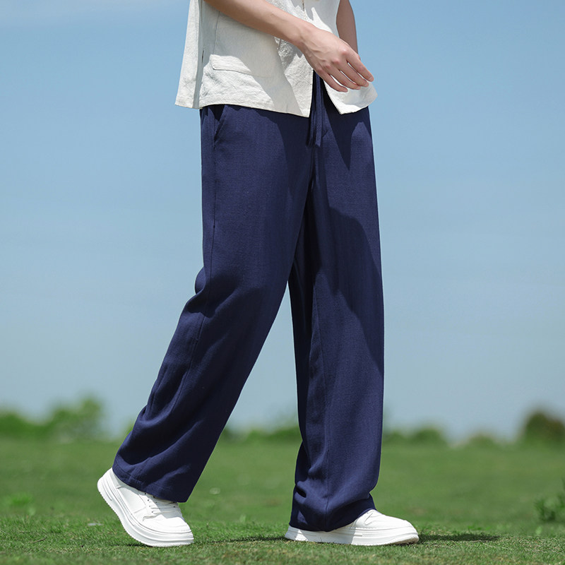 春夏风男装亚麻直筒裤大码新中式棉麻长裤休闲裤A118-K901P65，男装休闲裤，电商A118