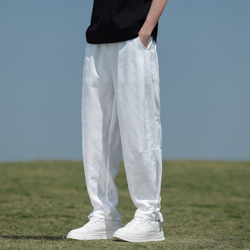 春夏风青年男装新中式宽松束脚提花大码休闲裤A118-K110P75，男装休闲裤，电商A118