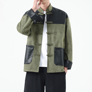 春季风男装夹克新中式复古唐装汉服麂皮绒外套A118-A8831P120图片