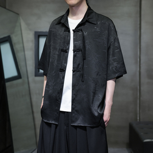 夏季风唐装短袖盘扣衬衫印花大码衬衣汉服男A118-C12P65控88图片