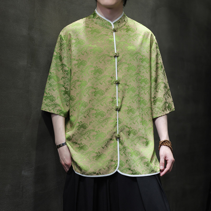 夏季风男装短袖唐装汉服大码衬衣中式印花衬衫A118-C03P65,男装衬衫,电商A118