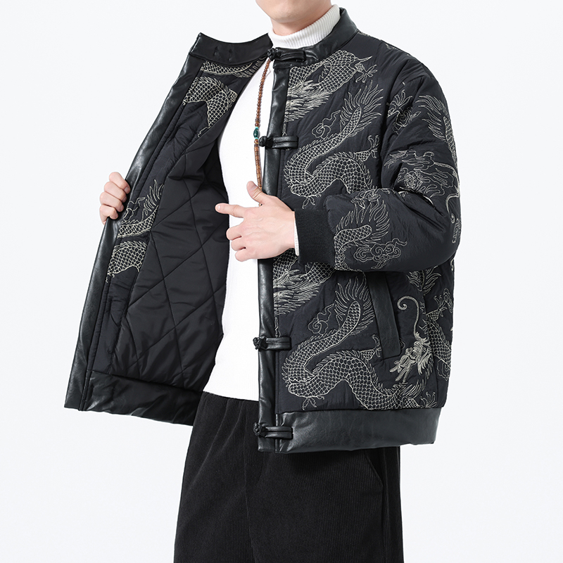 冬季风唐装棉衣复古龙纹刺绣保暖男士外套A118-MY6617P155，男装棉衣，电商A118