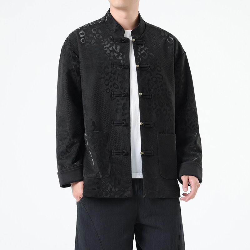 秋季风男装新中式复古夹克唐装汉服豹纹外套A118-A8816P120,男装夹克,电商A118
