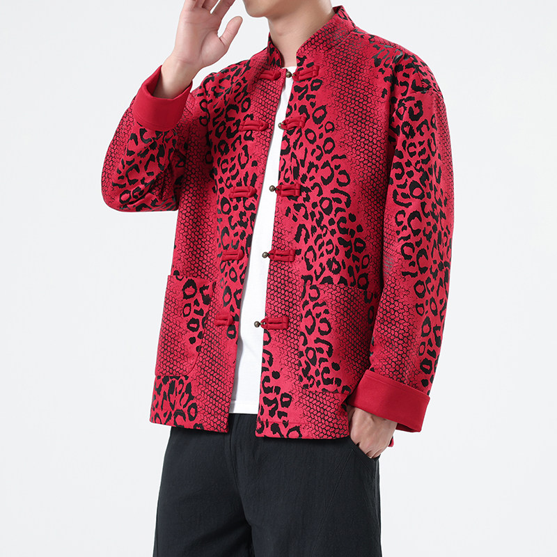 2025春季风男装新中式夹克唐装汉服豹纹外套A118-A8816P120,男装夹克,电商A118