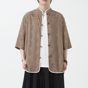 风男装短袖唐装大码衬衣中式印花衬衫汉服A118-C03P65控88