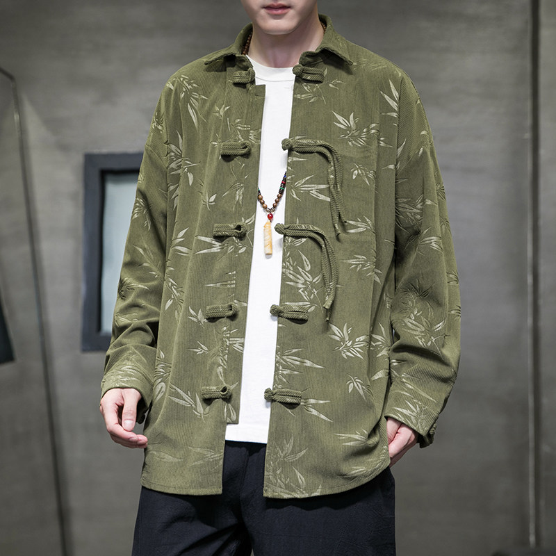 春季风新中式唐装汉服中式复古大码宽松青年衬衫A118-C828P70，男装衬衫，电商A118