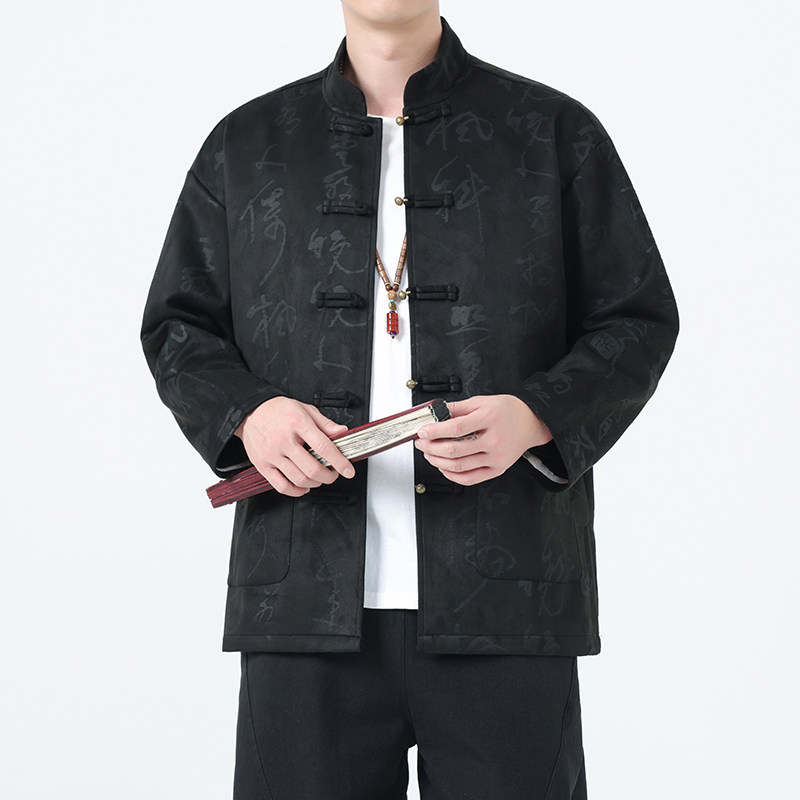 2025秋季风男装唐装汉服麂皮绒中山装夹克外套A118-A8836P115,男装夹克,电商A118