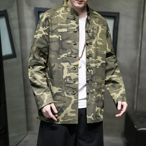风男装迷彩盘扣唐装外套大码夹克上衣DS-A118-JK502-P85图片