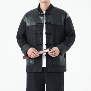 春季风男装夹克新中式复古唐装汉服麂皮绒外套A118-A8831P120图片