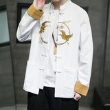秋季风男装衬衫新中式棉麻唐装汉服绣花夹克外套A118-SY61P75，男装夹克，电商A118