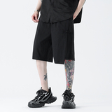 夏季风冰丝圧皱短裤新中式大码五分裤男A118-DK113P45控58，男装牛仔裤，电商A118