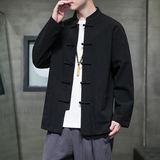 秋季风唐装棉麻衬衫新中式汉服亚麻衬衣外套男A118-C817P45，男装衬衫，电商A118