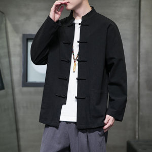 秋季风唐装棉麻衬衫新中式汉服亚麻衬衣外套男A118-C817P45图片