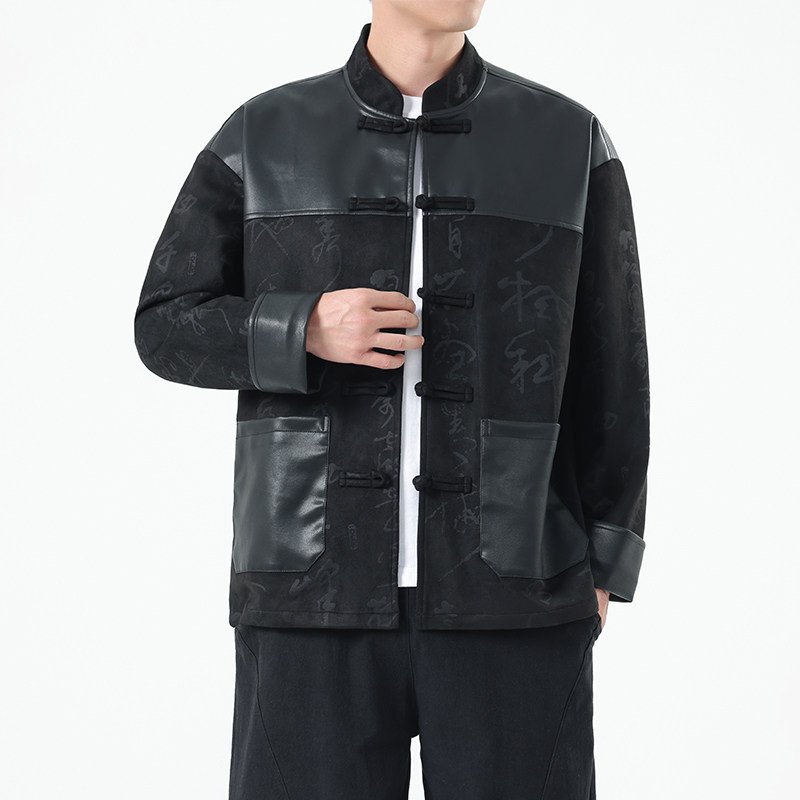 春季风男装夹克新中式复古唐装汉服麂皮绒外套A118-A8831P120,男装夹克,电商A118