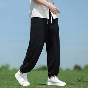 春夏风休闲裤大码透气束脚中式盘扣复古阔腿裤A118-K301P75,男装休闲裤,电商A118