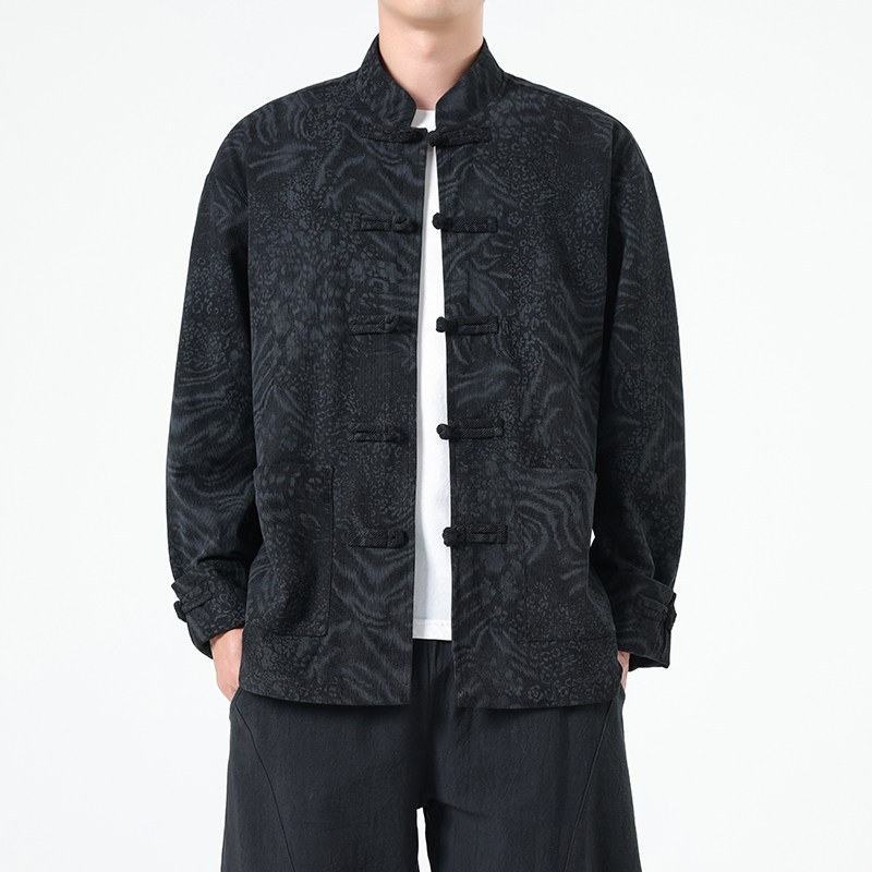 2025秋季风男装豹纹中式唐装汉服复古夹克外套A118-A8822P115,男装夹克,电商A118