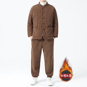 2025冬季风套装中式复古唐装棉衣灯芯绒保暖棉袄男TZ010-P200图片