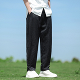 2025春夏风男装新中式提花大码复古束脚休闲长裤A118-K111P70，男装休闲裤，电商A118