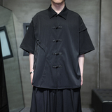 夏季风男装短袖大码新中式五分袖休闲衬衣A118-C16P75控108，男装衬衫，电商A118