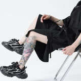 夏季风冰丝圧皱短裤新中式大码五分裤男A118-DK113P45控58，男装牛仔裤，电商A118