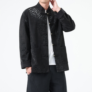 秋季风男装新中式复古夹克唐装汉服豹纹外套A118-A8816P120图片
