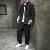 春季风棉麻拼花大码盘扣套装男衬衫两件套A118-TZ2023-P95，男装衬衫，电商A118