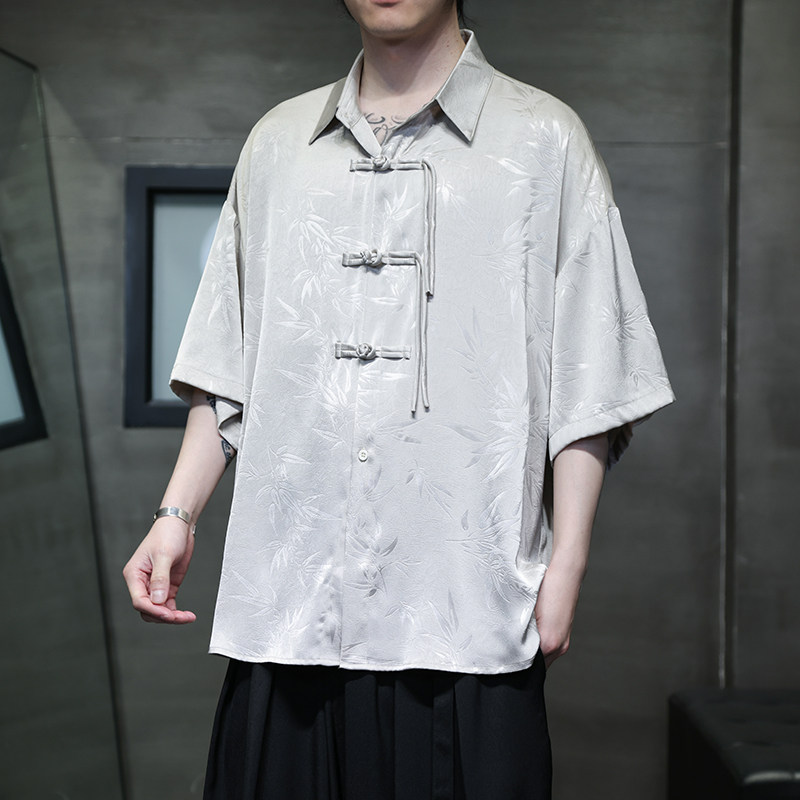 夏季风唐装短袖盘扣衬衫印花大码衬衣汉服男A118-C12P65控88,男装衬衫,电商A118