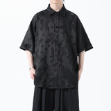 夏季风唐装新中式冰丝短袖提花衬衫汉服男A118-C28P65控88，男装T恤，电商A118