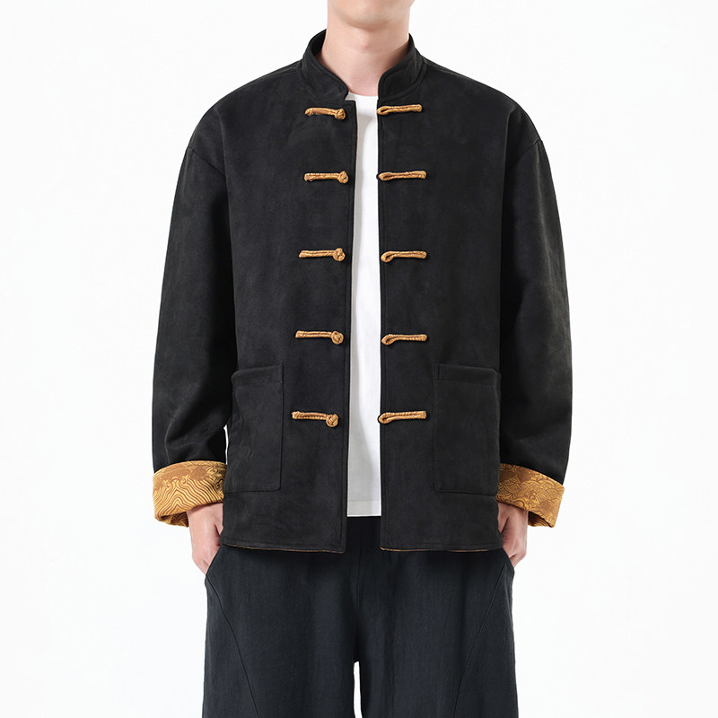 春季风男装新中式双面穿夹克复古唐装汉服外套A118-A8809P145,男装夹克,电商A118