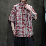 2025夏季风男装短袖衬衫大码宽松复古潮T恤衬衣A118-C15P65，男装T恤，电商A118